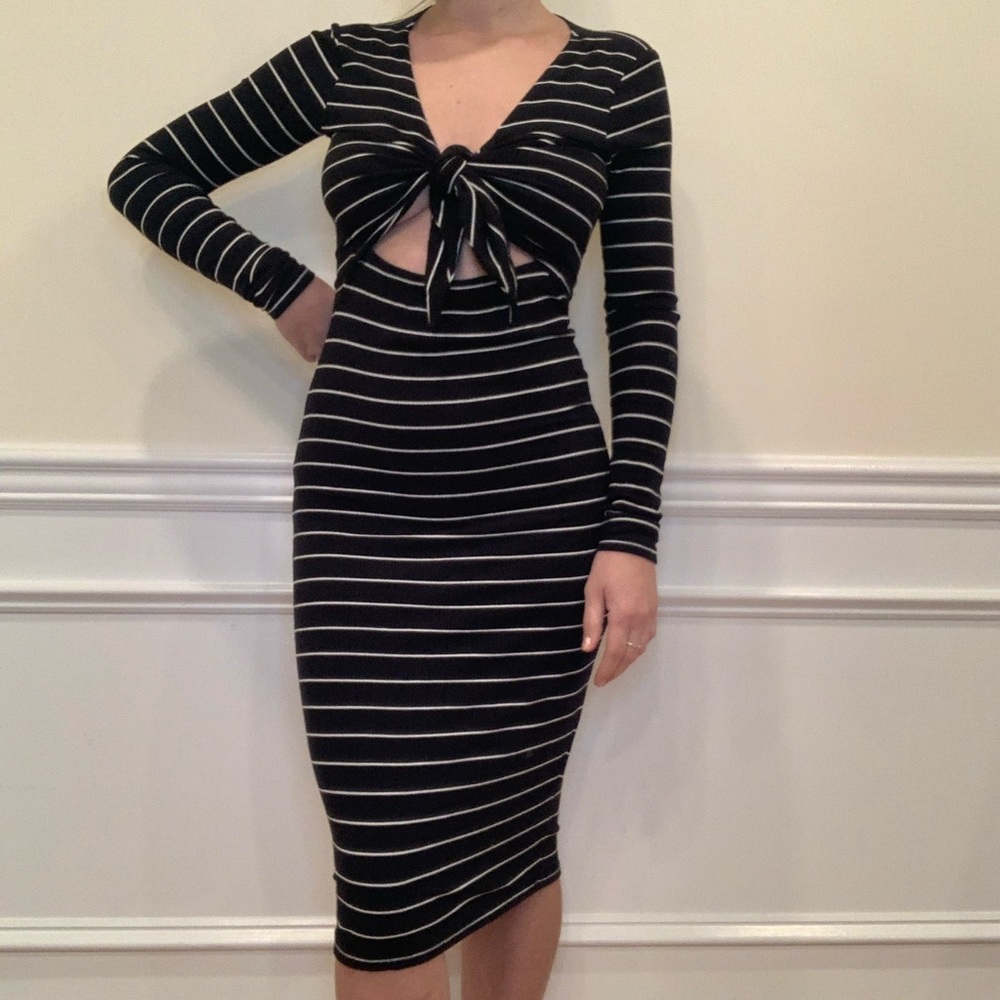 Intermix Striped Midi Dress